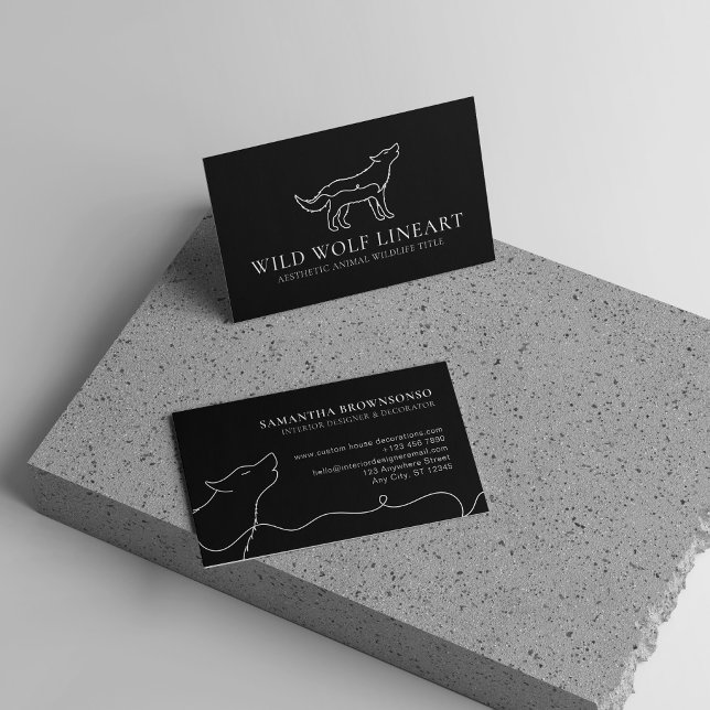Cartão De Visita Lobo da Natureza Selvagem de Animais Negros (Black Animal Wild Nature Wolf Business Card)