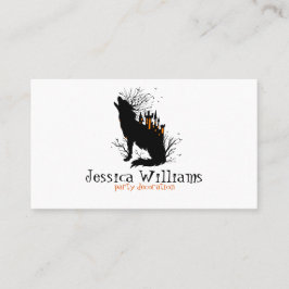 Cartão De Visita Lobo de Halloween Com Castelo de Spooky