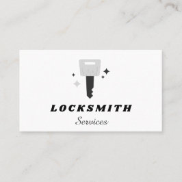 Cartão De Visita Locksmith Services Chave de Cinza e Sparkle Classi