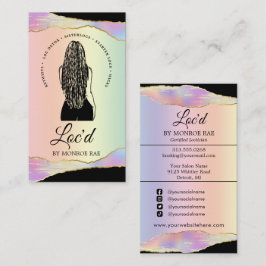 Cartão De Visita Loctitian & Loc Stylist Beauty Salon Rainbow Holo 