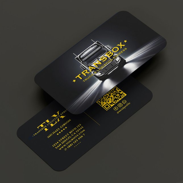 Cartão De Visita Logistics Truck Driver Mover Black Yellow (Logistics Truck Driver Mover Black Yellow Business Card
)