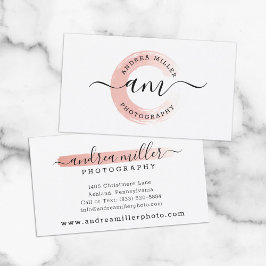Cartão De Visita Logo Custom Chic Minimalista Pintura Swash em Rose