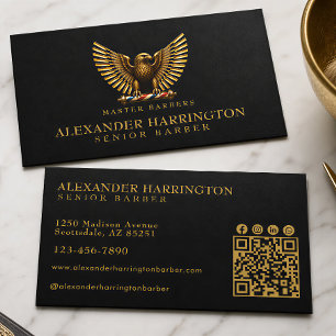Cartão De Visita Logo da Barbearia Luxury Golden Eagle Hair Stylist
