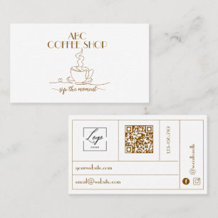 Cartão De Visita LOGO de Artesão Moderno código QR Café