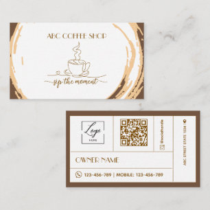 Cartão De Visita LOGO de Artesão Moderno código QR Café