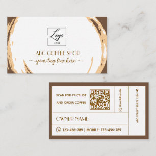 Cartão De Visita LOGO de Artesão Moderno Código QR Café