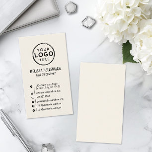 Cartão De Visita Logo Minimalista Moderno Vertical Marfim