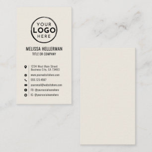 Cartão De Visita Logo Minimalista Moderno Vertical Marfim