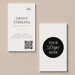 Cartão De Visita Logo QR Code Elegante Minimalista Profissional