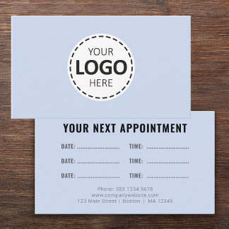 Cartão De Visita Logo Upload Modern Simple Appointment Blue