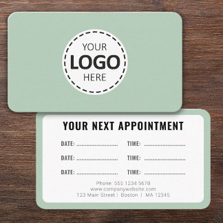 Cartão De Visita Logo Upload Modern Simple Appointment Olive Green
