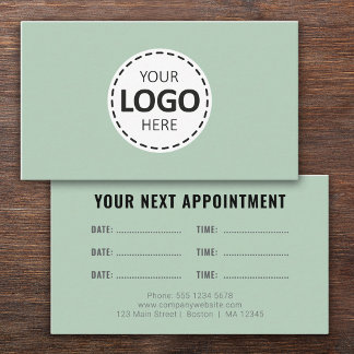 Cartão De Visita Logo Upload Modern Simple Appointment Olive Green