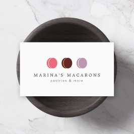 Cartão De Visita LOGOTIPO 3 DO MACARON TRIO FRANCÊS EM Branco