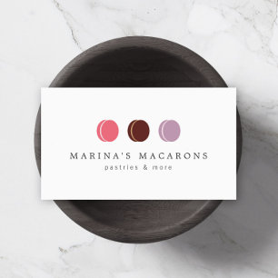 Cartão De Visita LOGOTIPO 3 DO MACARON TRIO FRANCÊS EM Branco