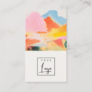 Cartão De Visita Logotipo Abstrato Boho de Paisagem Montanhosa Rosa
