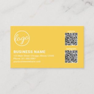 Cartão De Visita Logotipo Amarelo Profissional Código QR Moderno