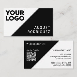 Cartão De Visita Logotipo amplo personalizado Código QR preto branc