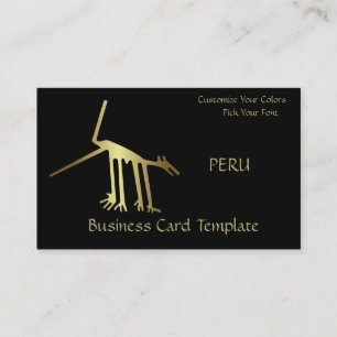 Cartão De Visita Logotipo Antigo Metálico Dourado Linhas do Peru