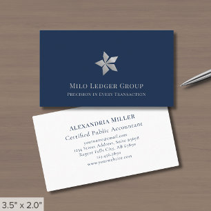 Cartão De Visita Logotipo azul de luxo do Marinho Elegante