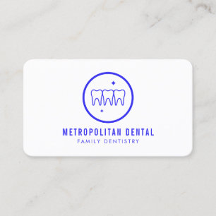 Cartão De Visita Logotipo Azul do Dentista Moderno