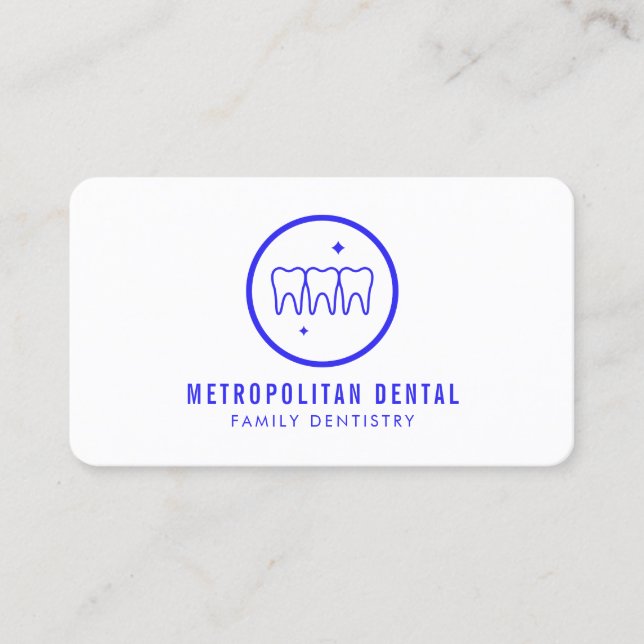 Cartão De Visita Logotipo Azul do Dentista Moderno (Frente)