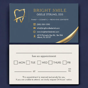 Cartão De Visita Logotipo Azul Dourado de Dentista - Consulta Odont