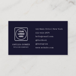 Cartão De Visita Logotipo Azul Marinho | Design Moderno de Ícones p