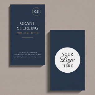 Cartão De Visita Logotipo Azul Marinho Minimalista Moderno Profissi