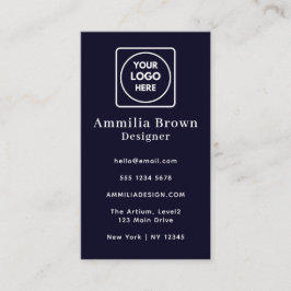 Cartão De Visita Logotipo Azul Marinho | Minimalista Vertical Corpo