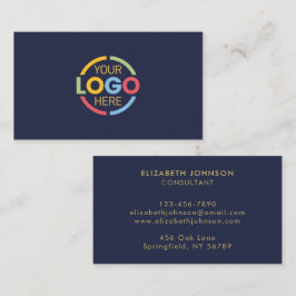 Cartão De Visita Logotipo Azul Marinho Profissional Moderno da Empr