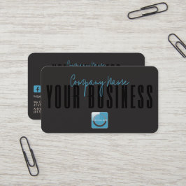 Cartão De Visita Logotipo Azul Preto Moderno Sofisticado Genérico