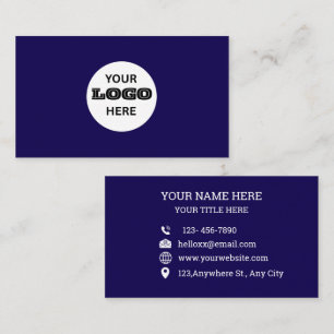 Cartão De Visita Logotipo Azul Profissional Personalizado Empresari