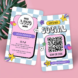 Cartão De Visita Logotipo azul retroativo do entalhe Mídia social C