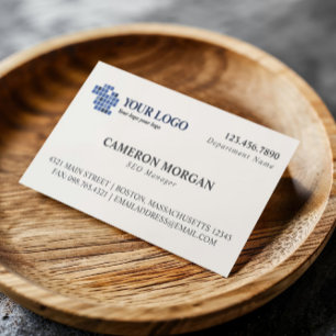 Cartão De Visita Logotipo Básico de Adicionar Cinza Esbranquiçada