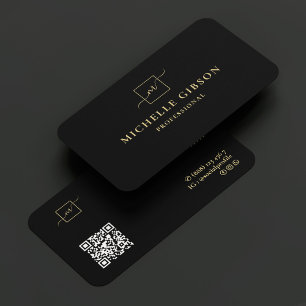 Cartão De Visita Logotipo Básico Elegante preto