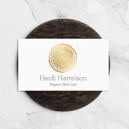Cartão De Visita Logotipo Bela Elegante Mandala Faux Dourado