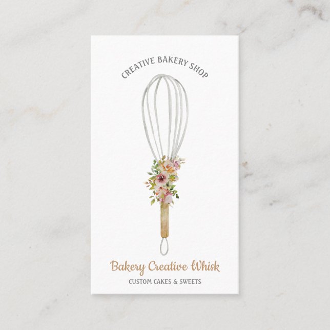 Cartão De Visita Logotipo Boho de pastelaria Whisk (Frente)