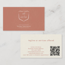 Cartão De Visita Logotipo Boho de Terracota + Código QR Profissiona
