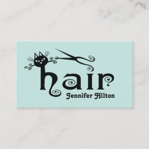 Cartão De Visita Logotipo bonito e bonito do cabelo de gato preto