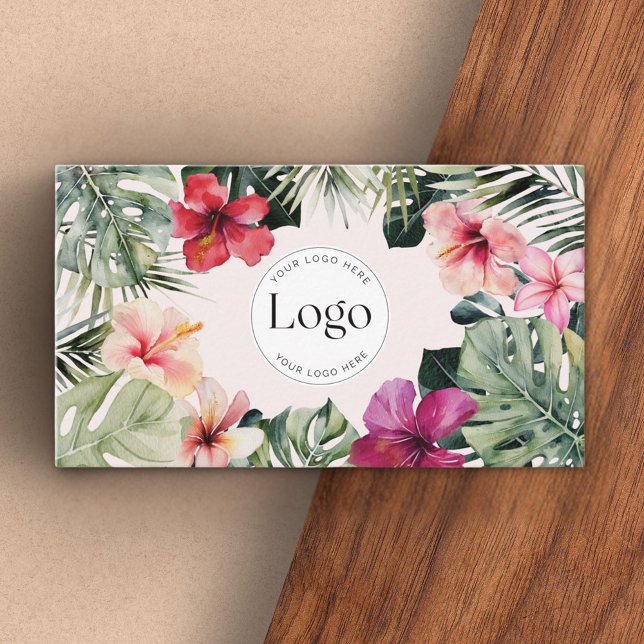 Cartão De Visita Logotipo Botânico Floral Tropical Código QR (Close up)