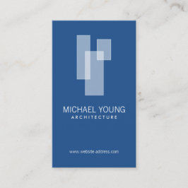 Cartão De Visita Logotipo branco/azul de blocos arquitetônicos mode