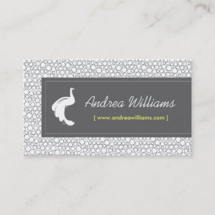 Cartão De Visita Logotipo branco do pavão do vintage - desenhista,