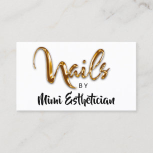 Cartão De Visita Logotipo Branco do Script do Unhas Studio Artist R
