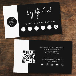 Cartão De Visita Logotipo branco preto para empresas Lealdade a cód