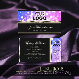 Cartão De Visita Logotipo Brilhante Púrpura, cor-de-rosa, luxo, pr