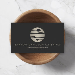 Cartão De Visita Logotipo Catering de Prata Luxe Restaurante Cinzas