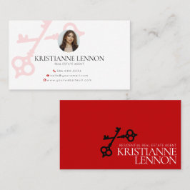 Cartão De Visita Logotipo chave Red Modern Imóveis ou Aluguer Agent