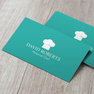 Cartão De Visita Logotipo Chef Hat Catery Catering Turquoise Modern