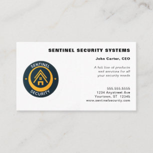 Cartão De Visita Logotipo Circular Dourado e Preto de Segurança