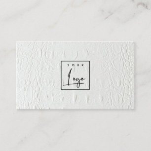 Cartão De Visita Logotipo clássico elegante Textura de couro branco